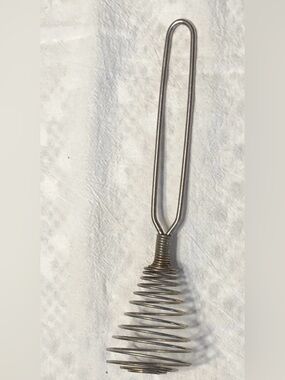 Old Kitchen Utensil Whisk Spiral Wire Metal 8” Long